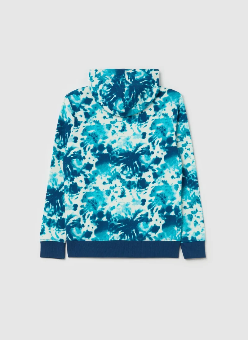 او في اس Tie Dye Sweatshirt In French Terry With Hood