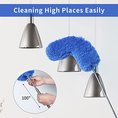 Barebeauty Microfiber Duster with Extension Pole, 100" Long Handle, Bendable Head, Duster for Cleaning Ceiling Fan, High Ceiling (Blue) - Image 3