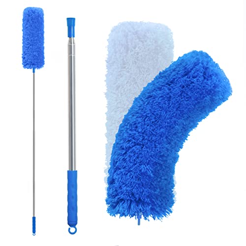 Barebeauty Microfiber Duster with Extension Pole, 100" Long Handle, Bendable Head, Duster for Cleaning Ceiling Fan, High Ceiling (Blue) - Image 1