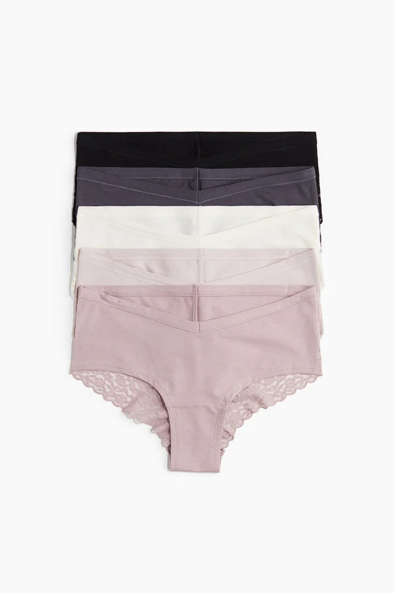 H&M MAMA 5-pack lace-trimmed cotton hipster briefs