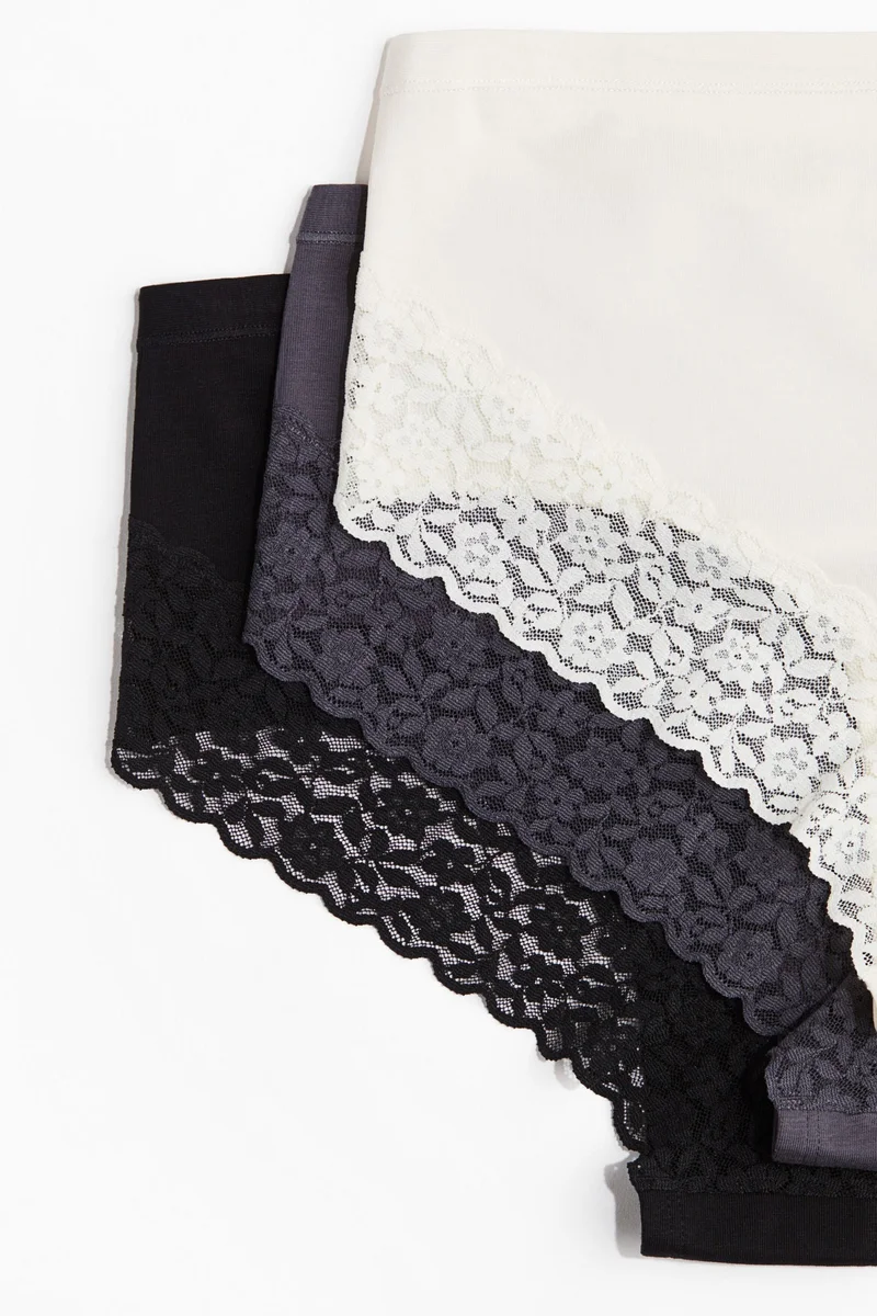 H&M MAMA 5-pack lace-trimmed cotton hipster briefs