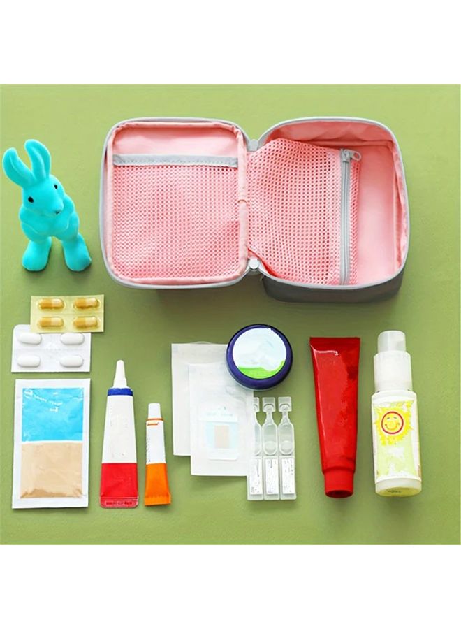 مجموعة الإسعافات الأولية المحمولة الوردية، حقيبة تخزين الأدوية المضغوطة من قماش أكسفورد للسفر - Image 3