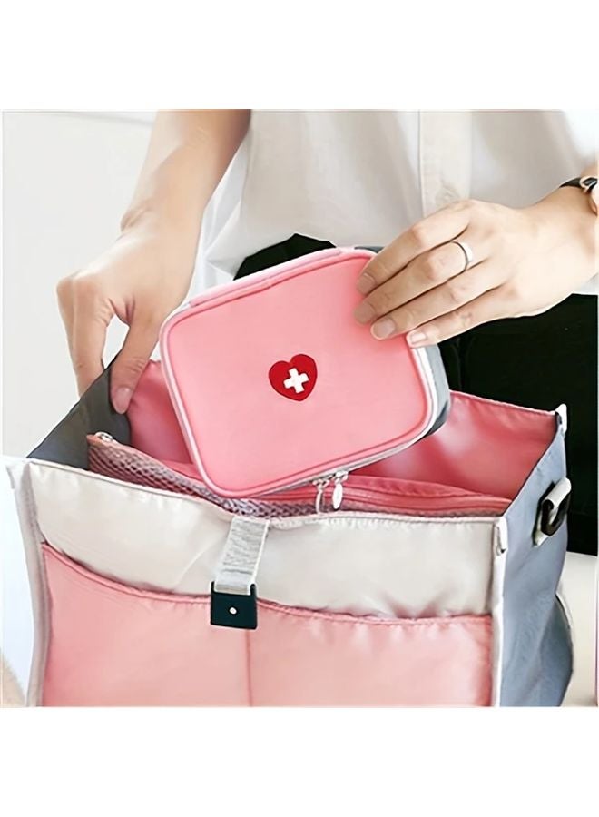 مجموعة الإسعافات الأولية المحمولة الوردية، حقيبة تخزين الأدوية المضغوطة من قماش أكسفورد للسفر - Image 5