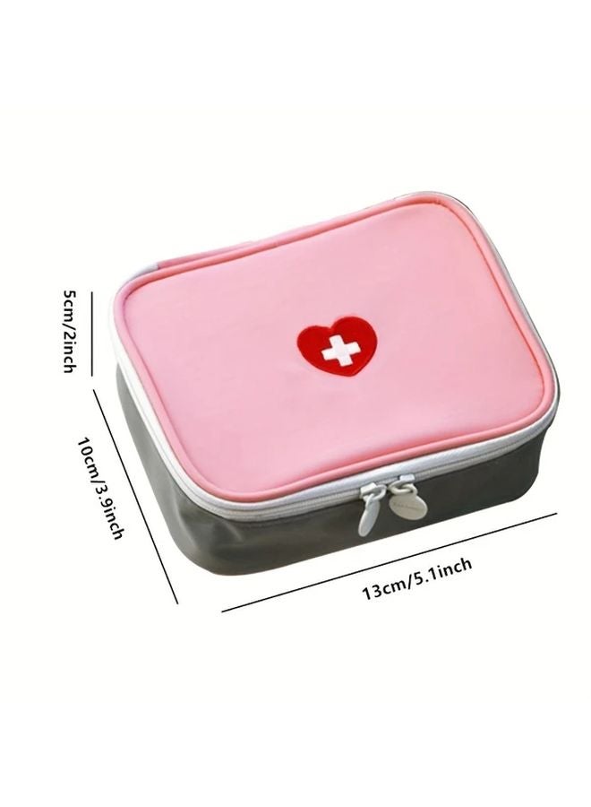 مجموعة الإسعافات الأولية المحمولة الوردية، حقيبة تخزين الأدوية المضغوطة من قماش أكسفورد للسفر - Image 4