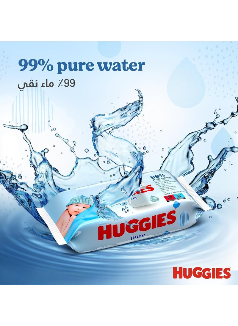 هاجيز بيور بيبي مناديل مبللة، 168منديب من ألياف طبيعية محببة للبشرة، 99% ماء نقي، بدون عطر، 0% فينوكسي إيثانول  - Image 3