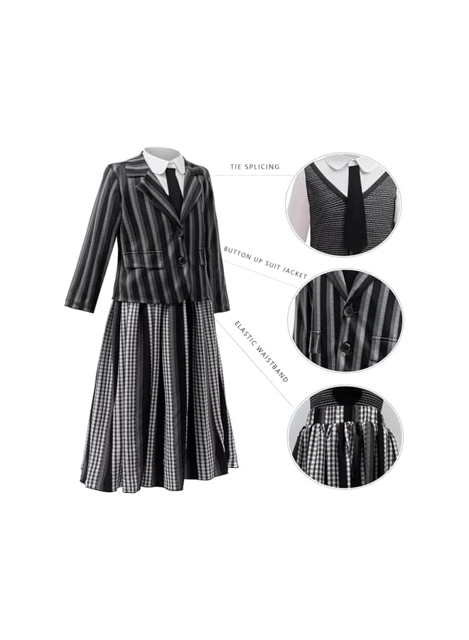 نيبمينينت فستان costumes الأسود للفتيات للأطفال، أزياء عائلية سوداء، ملابس عيد الهالوين للفتيات، فستان للحفلات من 4 إلى 13 سنة. - Image 2