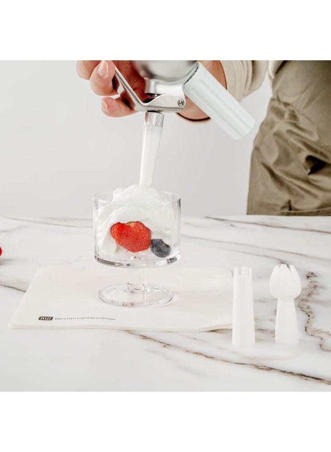 Professional Whipped Cream Dispenser 500ml, Stainless Steel Maker for Desserts & Coffee Foam, Includes 3 Decorating Nozzles & Cleaning Brush - Silver - Image 4