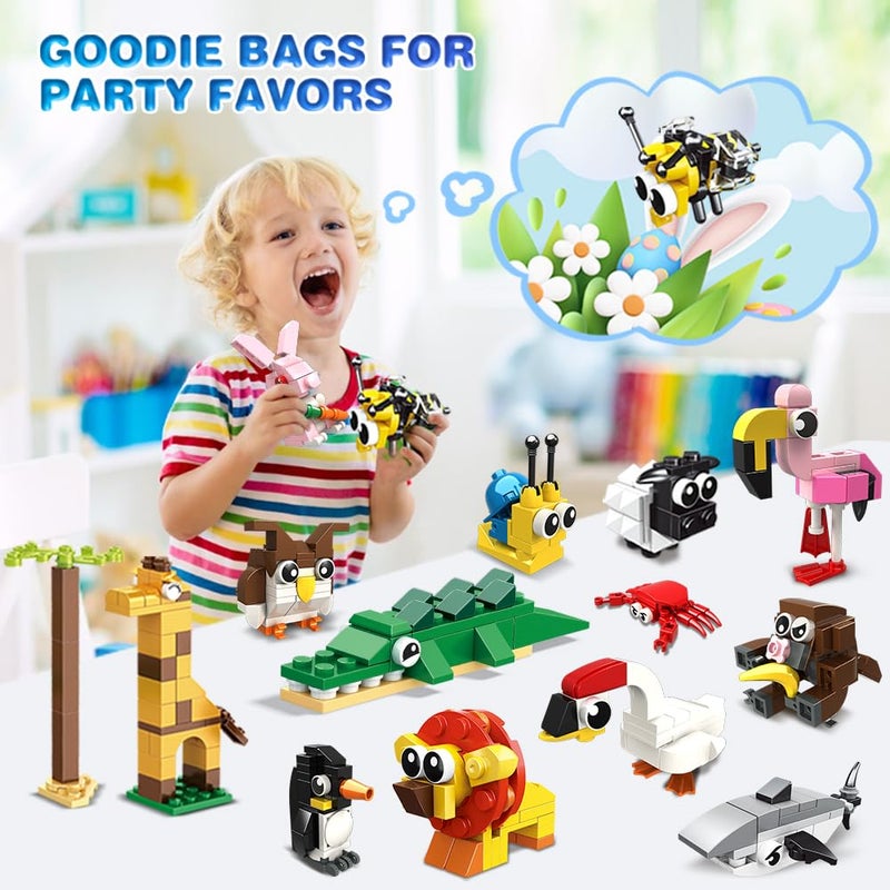 HOGOKIDS Party Favors for Kids - 20 Pack Animals Building Blocks Toy for Easter Gifts Goodie Bags Stocking Stuffer Classroom Prizes Building Set, Valentines Day Birthday Gift for Boys Girls Ages 6-12 - Image 4