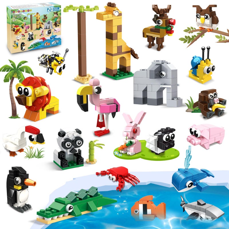 HOGOKIDS Party Favors for Kids - 20 Pack Animals Building Blocks Toy for Easter Gifts Goodie Bags Stocking Stuffer Classroom Prizes Building Set, Valentines Day Birthday Gift for Boys Girls Ages 6-12 - Image 1