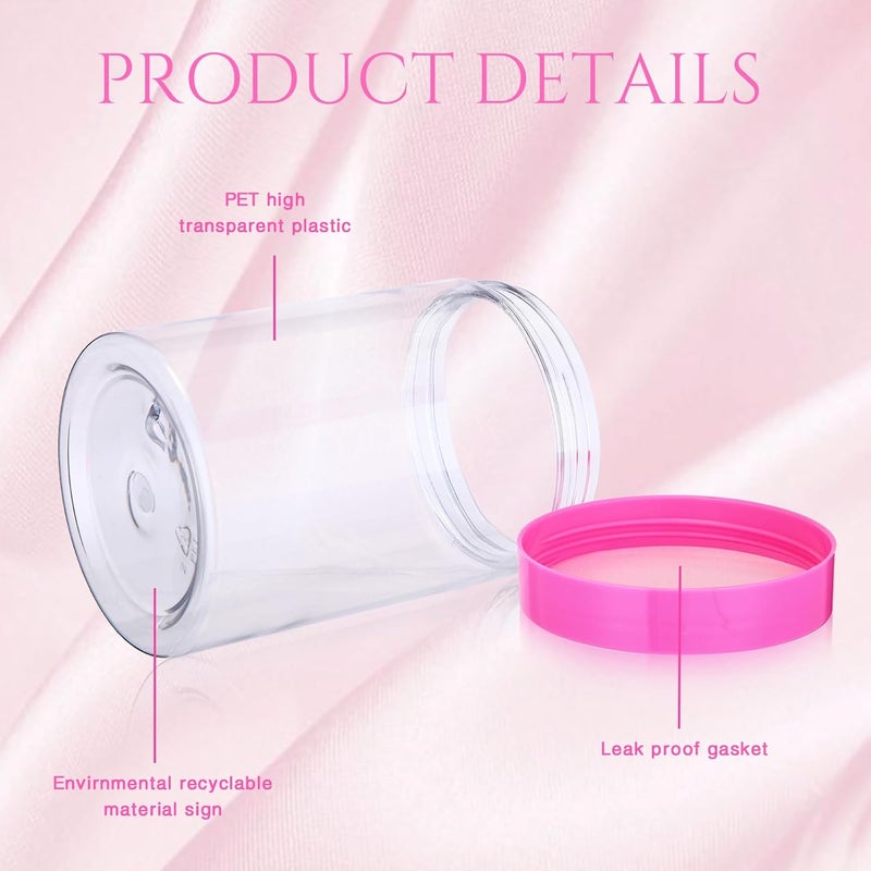 Patelai 4 Pieces Round Wide-mouth Leak Proof Plastic Container Jars with Lids for Travel Storage Makeup Beauty Products Face Creams Oils Salves Ointments DIY Making(10 Ounce,Pink) - Image 3