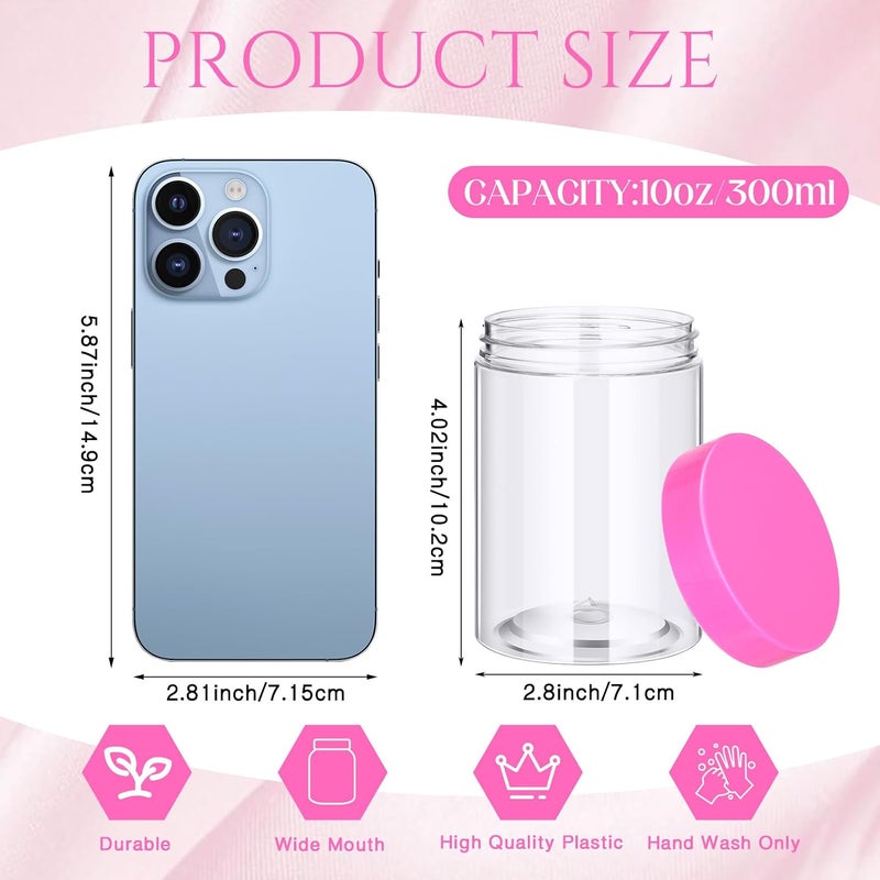 Patelai 4 Pieces Round Wide-mouth Leak Proof Plastic Container Jars with Lids for Travel Storage Makeup Beauty Products Face Creams Oils Salves Ointments DIY Making(10 Ounce,Pink) - Image 2
