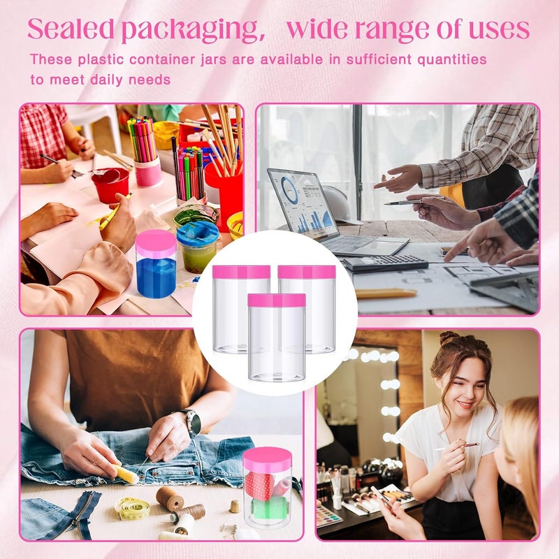 Patelai 4 Pieces Round Wide-mouth Leak Proof Plastic Container Jars with Lids for Travel Storage Makeup Beauty Products Face Creams Oils Salves Ointments DIY Making(10 Ounce,Pink) - Image 4