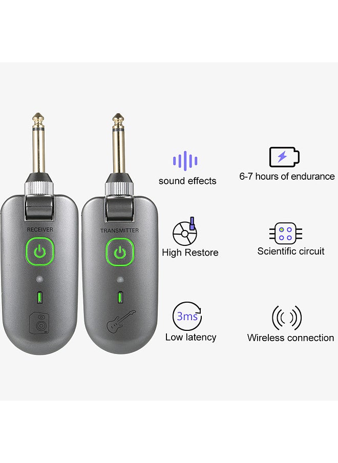 Double - double W3 Portable UHF Wireless Guitar Transmitter and Receiver Set 50M Transmission Range Audio Wireless System Built-in Rechargeable Lithium Battery - Image 1