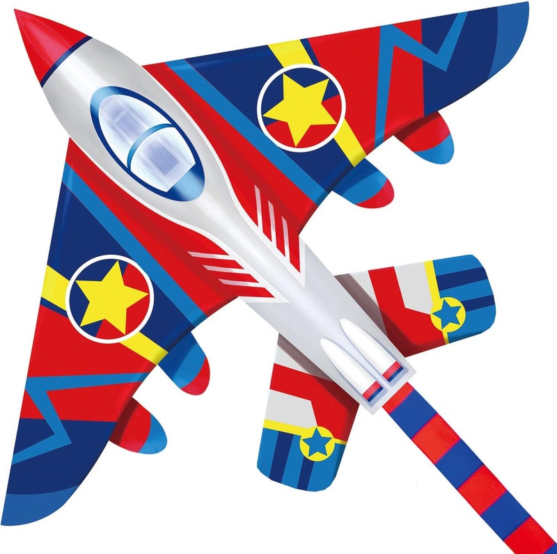 Honbo 58" Fighter Plane - Kite for Kids & Adults, Easy to Fly, Beach Trip Beginner Kite with Reel and 200ft String - Image 1