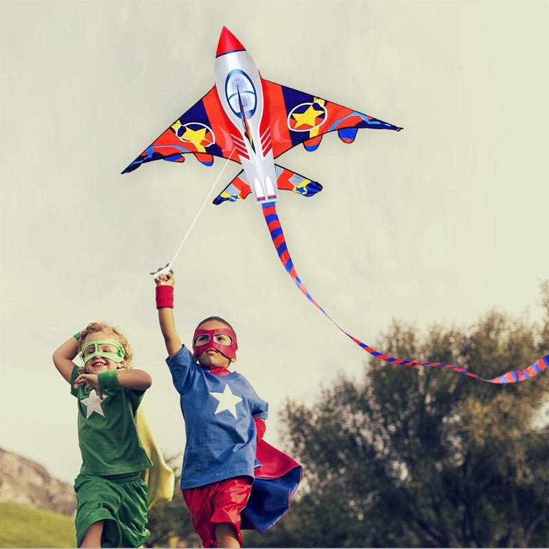 Honbo 58" Fighter Plane - Kite for Kids & Adults, Easy to Fly, Beach Trip Beginner Kite with Reel and 200ft String - Image 2