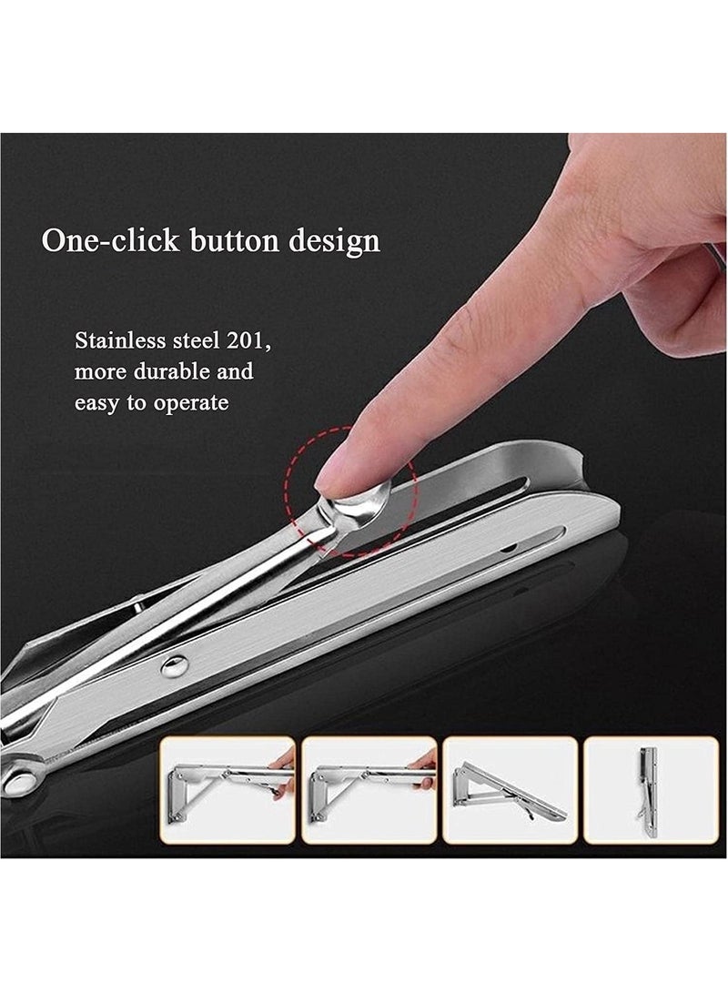 Rubik Folding Shelf Brackets 16inch - 2pcs Heavy Duty Stainless Steel Wall Mounted Triangle Brackets for Table Work Bench, Space Saving DIY Bracket - Image 4