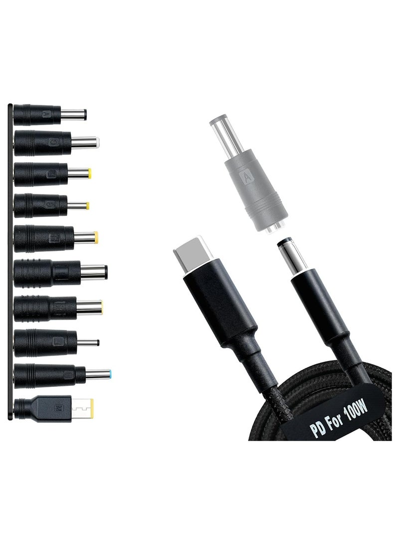 CMGTYYD USB C to DC Adapters 10PCS Power Plug Kit, 100W PD Power Cable & 5.5x2.1mm Round Barrel Jack for Laptop Charging, Compatible with Sony, Toshiba, Samsung, Acer, Asus, Lenovo, Dell, HP - Image 1