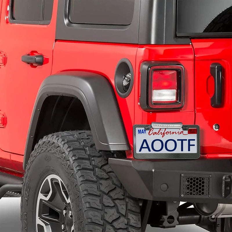 AOOTF إطار لوحة الترخيص AOOTF مع مجموعة شريط الإضاءة - حامل بتصميم ألياف الكربون للشاحنات، SUVs، والمقطورات - Image 5