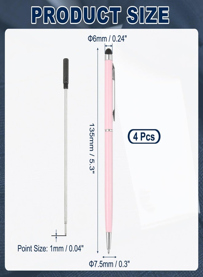 PATIKIL Ballpoint Pen with Stylus Tip, 4Pcs 2 in 1 Slim Metal Black Ink 1.0mm Medium Point Stylus Pen for Touch Screens Office Desk, Pink - Image 2