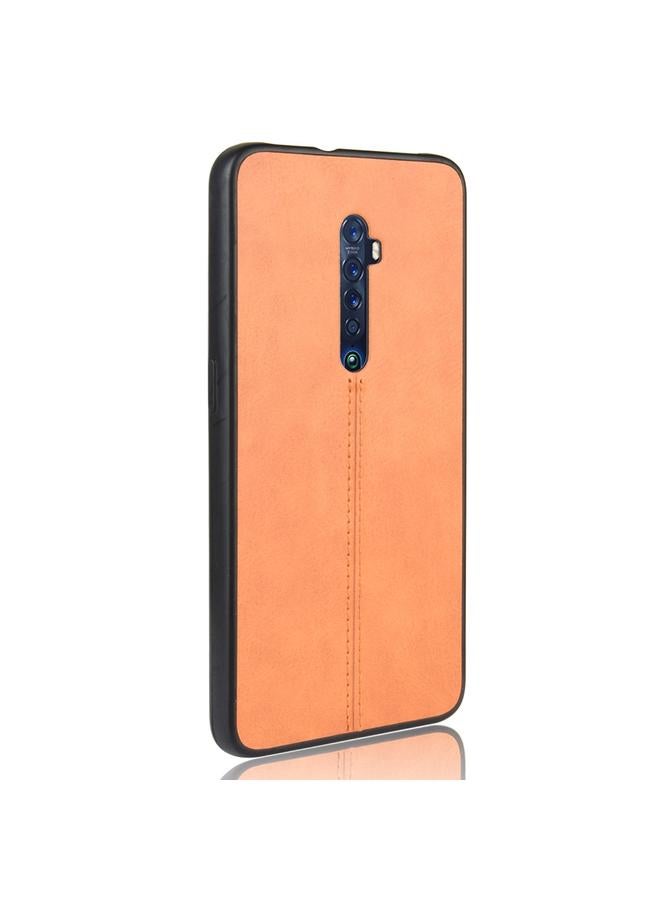 اس-توب جراب لهاتف Oppo Reno2 مقاوم للصدمات بنمط جلد البقر المخيط من مادة PC + PU + TPU - Image 3