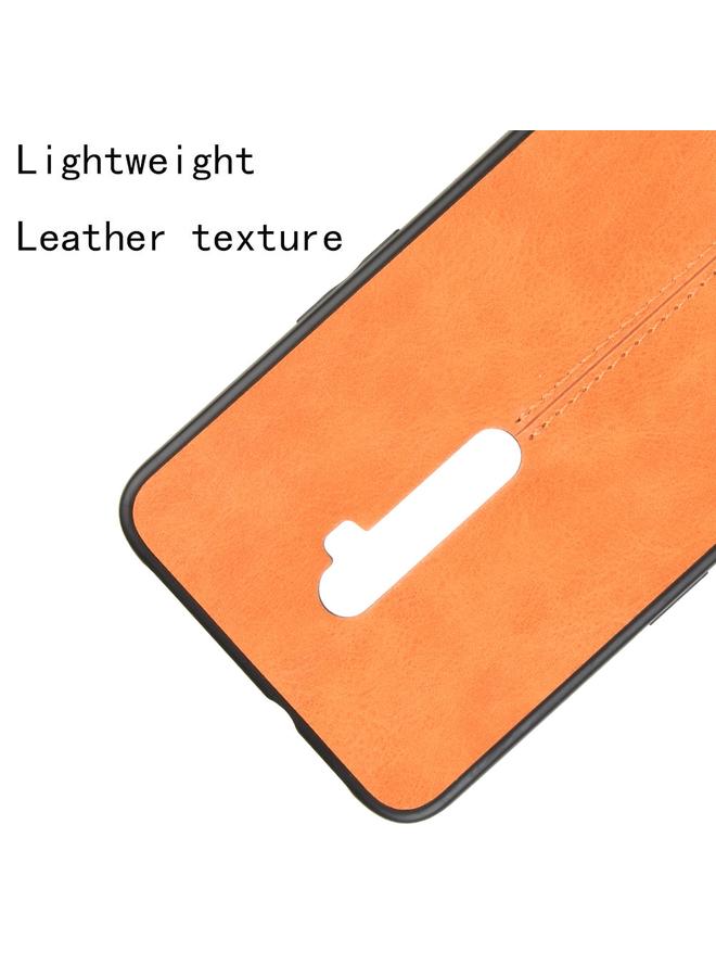 اس-توب جراب لهاتف Oppo Reno2 مقاوم للصدمات بنمط جلد البقر المخيط من مادة PC + PU + TPU - Image 4