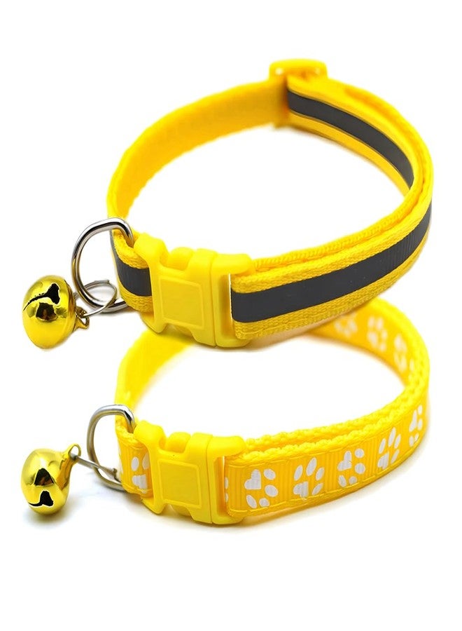 WeimoMonkey Yellow XXS Dog Collar, 2-Pack Basic & Reflective Cat Collar Kitten Bell Collar Boy Puppy Collar for XXS Xs Small Tiny Male Dogs Pet Animal, XS - Image 2