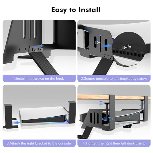 Semaiki Under Desk Mount for PS5/PS5 Slim/PS5 Pro,Horizontal Stand Compatible with PS5 Disc & Digital Edition Console - Image 4
