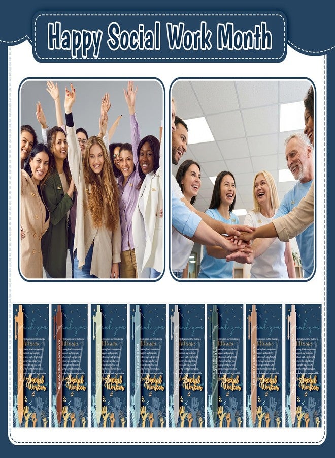 Kenning 20 Sets Social Worker Appreciation Gifts Inspirational Ballpoint Pens Social Worker Lapel Pins with Bookmarks for Office Team Coworkers School Supplies - Image 4