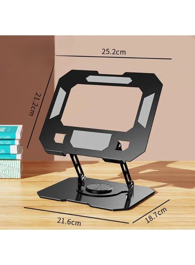 حامل التابلت والموبايل لسطح المكتب قابل للطي والدوران متعدد الزوايا بقضيب دعم مزدوج بارتفاع للتعديل من خليط معدني الألومنيوم ، - Image 4