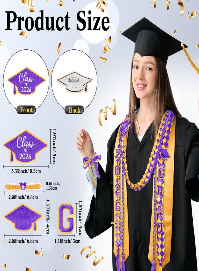 كانلير مجموعة كانلييه المكونة من 18 قطعة من أكاليل وأوشحة التخرج وحبال التكريم 2026، قلادة مضفرة قابلة للتعديل، هدايا تخرج الطلاب، لوازم الحفلات (أرجواني وذهبي) - Image 2