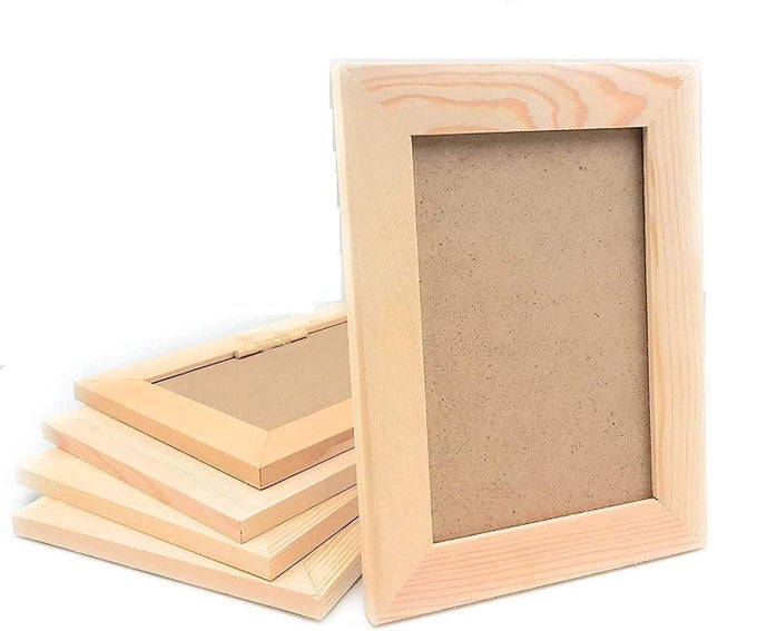 Unfinished Solid Wood Picture Frames for Arts Crafts DIY Painting Project Stand or Hang on The Wall 6x8 Frame Size Holds 6x4 Pictures for Kids Craft Birthday School projects 12