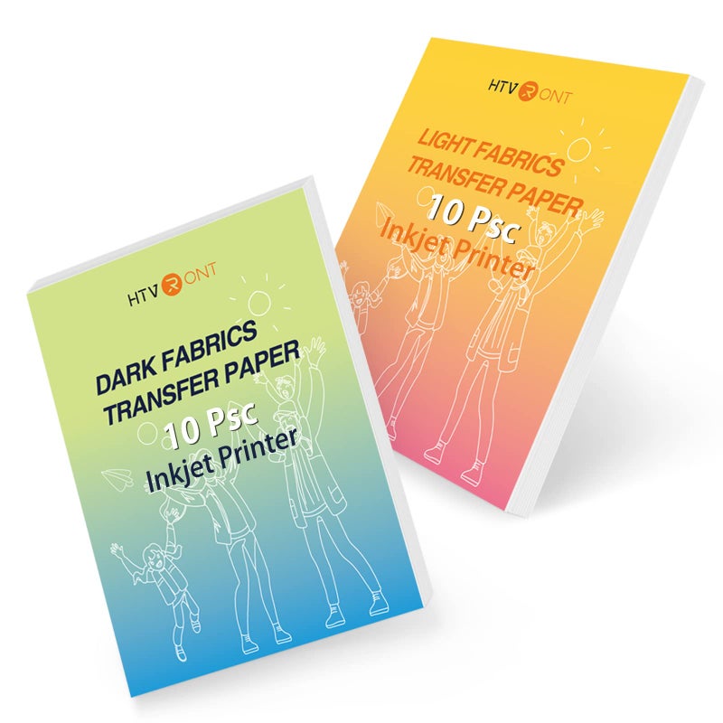 HTVRONT Heat Transfer Paper for T Shirts - 20 Pack Mixed Light & Dark Iron on Transfer Paper,8.5" x 11" Printable Heat Transfer Vinyl for Inkjet Printer, Durable & Easy to Use - Image 1