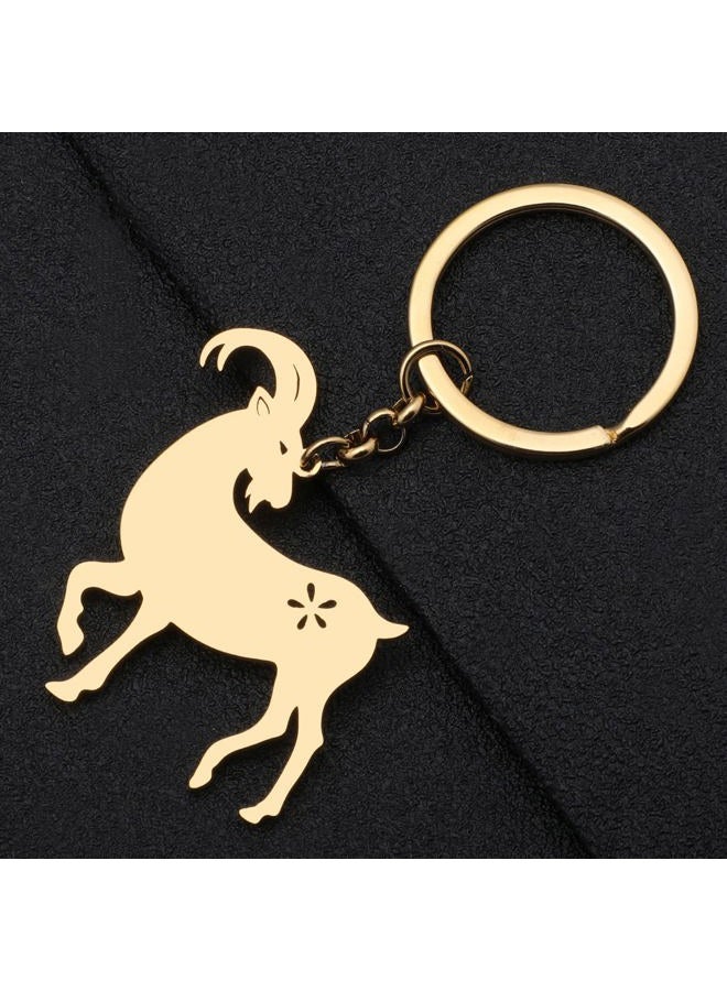 DALANE Stainless Steel Goat Keychains Sheep Wallet Key Ring Animals Jewelry Charms Gifts for Women Girls Bag Decor (18K Gold Plated) - Image 3