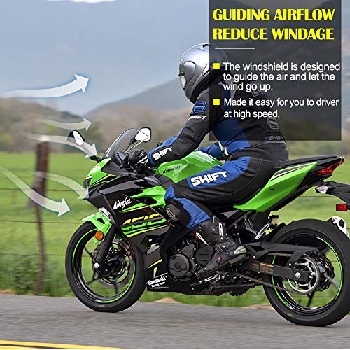 FATExpress Motorcycle Front Fairing Windshield Windscreen Wind Deflector Fly Screen Parebrise Visor Protector Cover for Ka.wasaki Ninja400 Ninja250 Ninja 400 250 2018 2019 2020 2021 2022 2023 (Dark Smoke) - Image 3