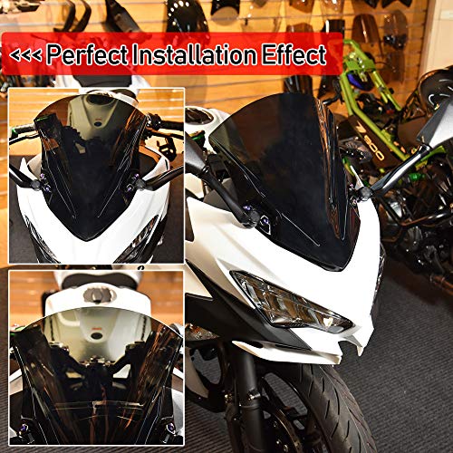 FATExpress Motorcycle Front Fairing Windshield Windscreen Wind Deflector Fly Screen Parebrise Visor Protector Cover for Ka.wasaki Ninja400 Ninja250 Ninja 400 250 2018 2019 2020 2021 2022 2023 (Dark Smoke) - Image 2