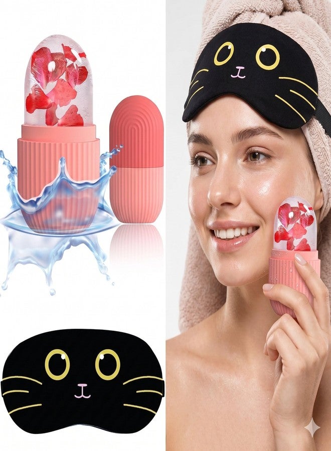 SONEEV MART 2-in-1 Facial Cryotherapy Kit | Pink Ice Contour Roller Face Mold & Sleep Eye Mask with Gel Insert | Ultimate Soothing Set for Morning Puffiness, Fine Lines & Acne - Image 2