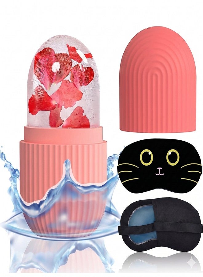 SONEEV MART 2-in-1 Facial Cryotherapy Kit | Pink Ice Contour Roller Face Mold & Sleep Eye Mask with Gel Insert | Ultimate Soothing Set for Morning Puffiness, Fine Lines & Acne - Image 1
