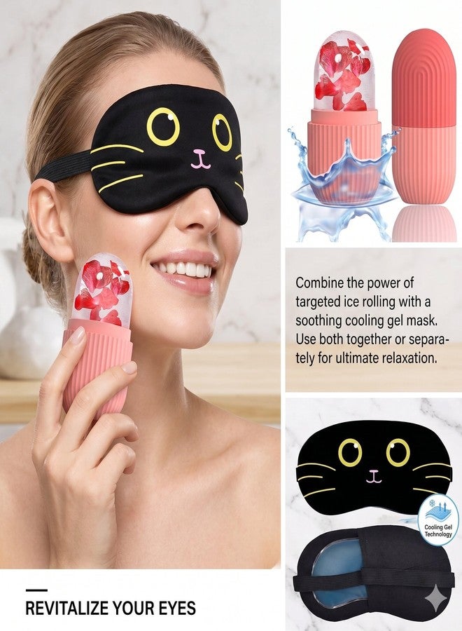 SONEEV MART 2-in-1 Facial Cryotherapy Kit | Pink Ice Contour Roller Face Mold & Sleep Eye Mask with Gel Insert | Ultimate Soothing Set for Morning Puffiness, Fine Lines & Acne - Image 4