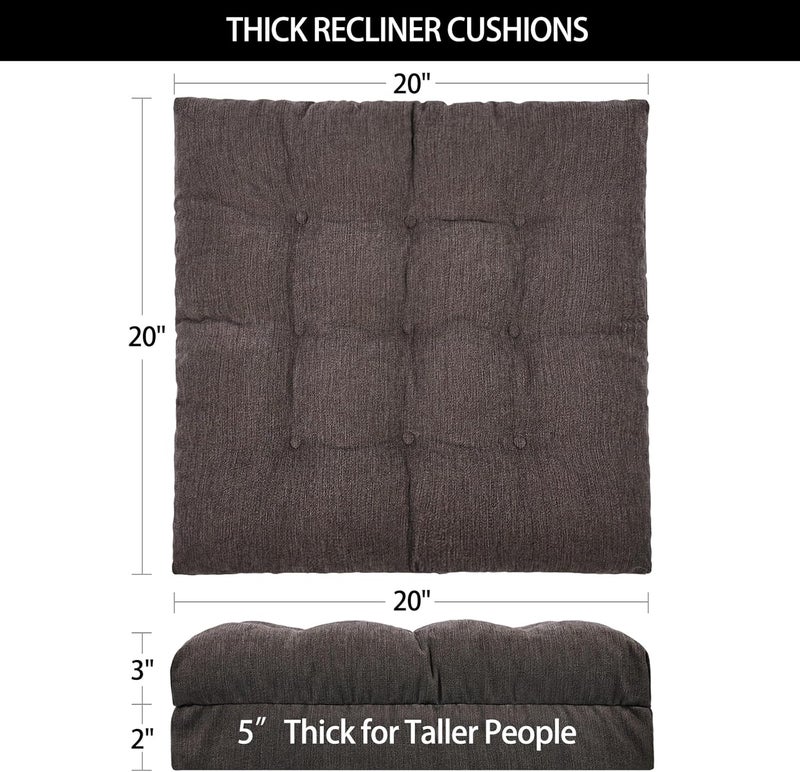 HAVARGO Recliner Cushions for Elderly - 20x20x5 Inch Thick Chair Cushion with Soft Tufted Dual Layer Design in Taupe - Image 2