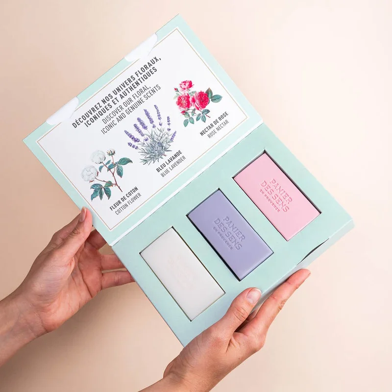 PANIER DES SENS Gift set of 3 perfumed solid soaps - Cotton, Lavender, Rose Nectar 3x100g