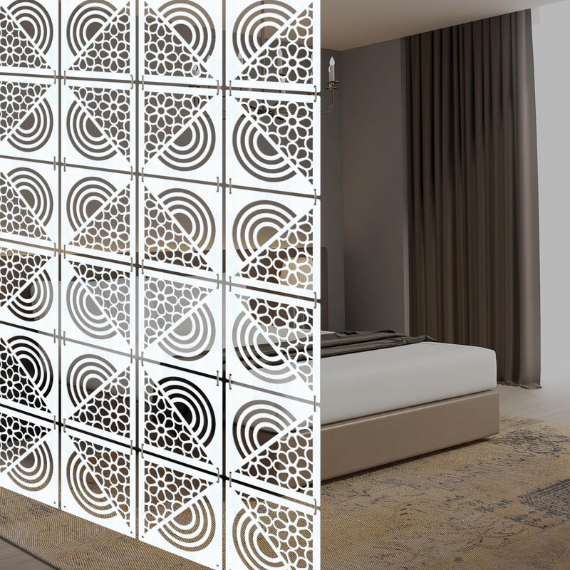 Olive Tree Wooden Room Divider for Living RoomElegant and Modern Hanging StyleScreen Partition for Decorate Bedroom Dining Room Aesthetic Separator for Home 12 Panels 115X115White8043 - Image 2