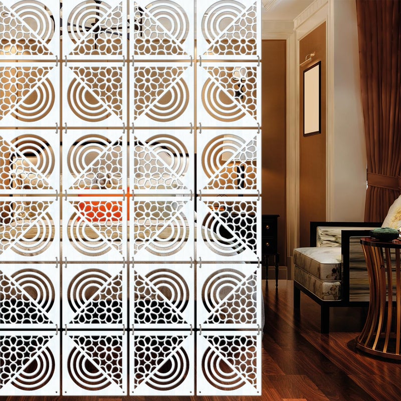 Olive Tree Wooden Room Divider for Living RoomElegant and Modern Hanging StyleScreen Partition for Decorate Bedroom Dining Room Aesthetic Separator for Home 12 Panels 115X115White8043 - Image 1