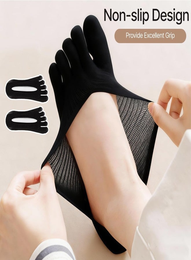 VANTOBEST 4 Pairs Women Orthopedic Toe Compression Socks Breathable Five Finger Toe Separator Socks for Foot Alignment Low Cut Liner Socks (Black) - Image 5