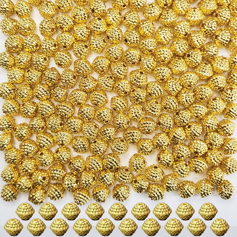INDIKONB Gold Beads and Caps Combo | Golden Plated Beads for Jewellery, Aari Work, Rakhi Making, Embroidery Craft (Gold 9) - Image 4