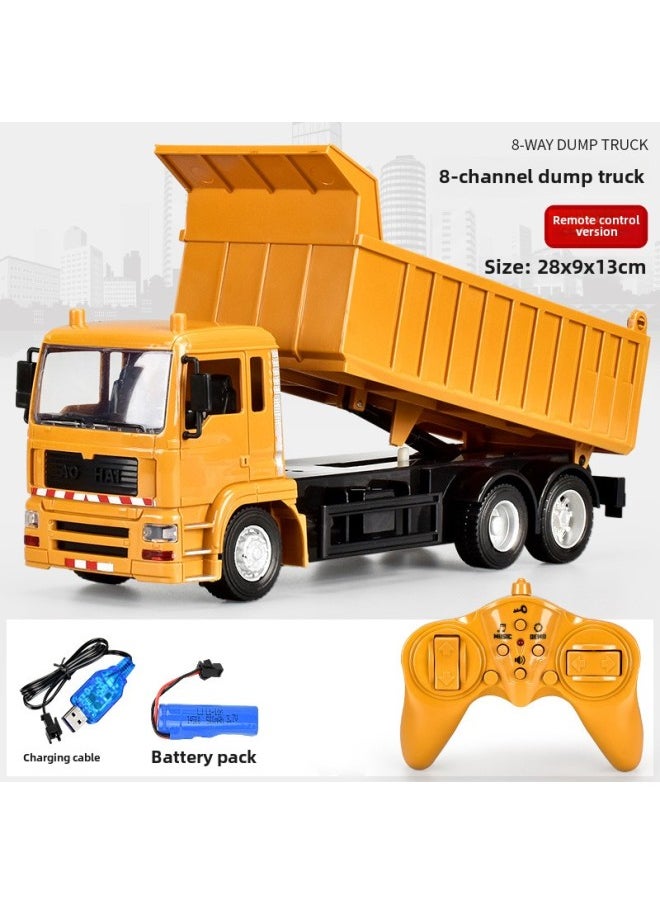 Children's Alloy Remote Control Excavator Toy 12 Channel Digger Boys Engineering Vehicle Supermarket Stall Toy Gift-Color:Dump Truck 8 Pass  - Image 1