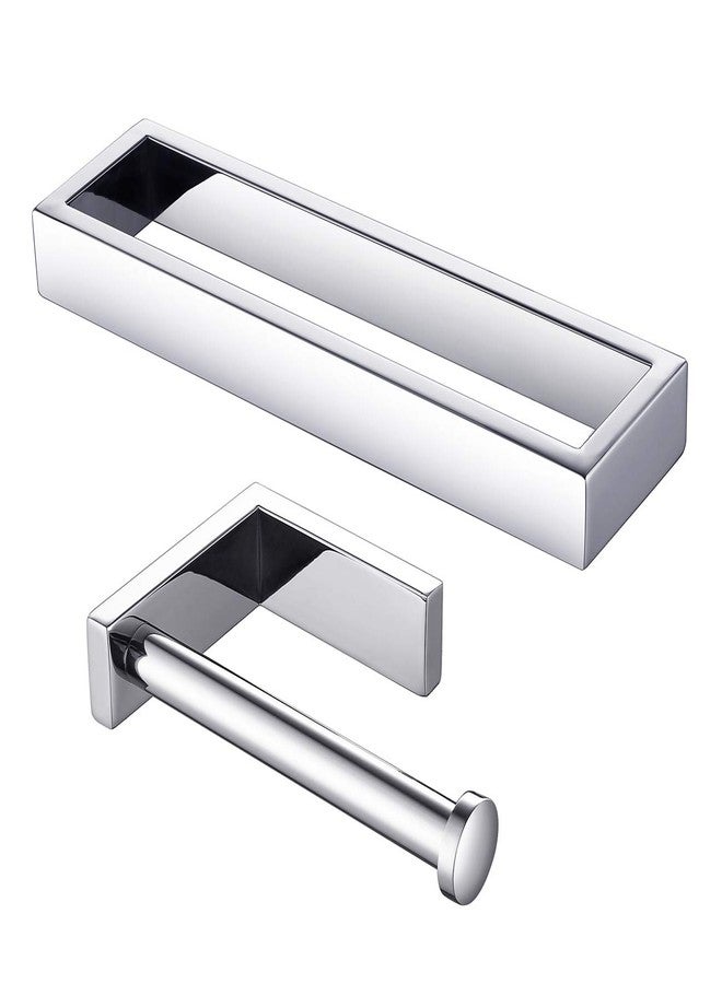 Miyili 2-Piece Bathroom Hardware Set - Toilet Paper Holder and Towel Ring, SUS 304 Stainless Steel Bath Accessories Set, Polished - Image 1