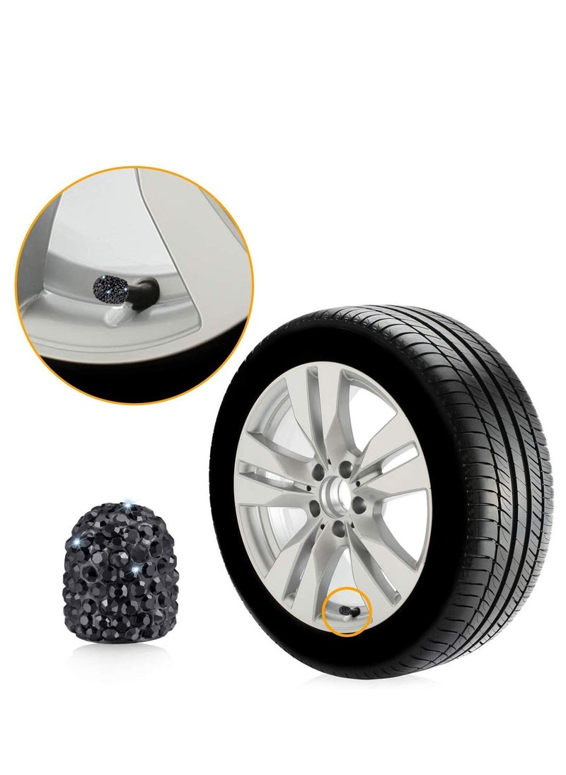 Y&D Tire Valve Stem Caps, Sarkling Handmade Crystal Rhinestone Universal Car Caps Chrome  - Image 2