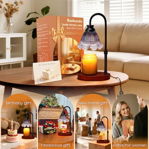 Banbanda Flower Candle Warmer Lamp with Timer: Birthday Gifts for Women Mom, House Warming Gifts New Home Decor, Dimmable Candle Warmer for Jar Candles, Height Adjustable Wax Melts Warmer (Gray) - Image 5