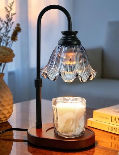 Banbanda Flower Candle Warmer Lamp with Timer: Birthday Gifts for Women Mom, House Warming Gifts New Home Decor, Dimmable Candle Warmer for Jar Candles, Height Adjustable Wax Melts Warmer (Gray) - Image 1