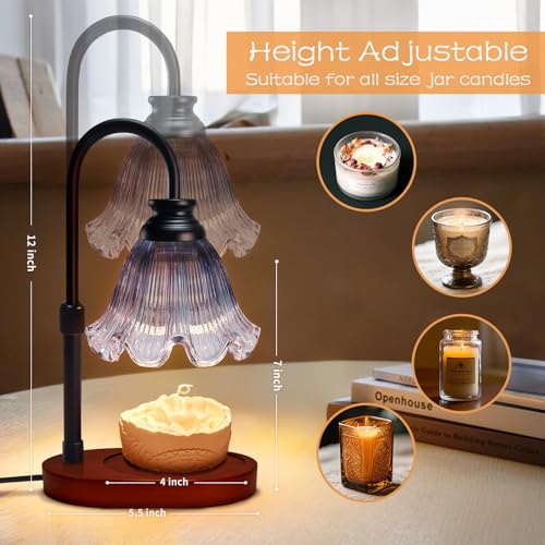 Banbanda Flower Candle Warmer Lamp with Timer: Birthday Gifts for Women Mom, House Warming Gifts New Home Decor, Dimmable Candle Warmer for Jar Candles, Height Adjustable Wax Melts Warmer (Gray) - Image 2